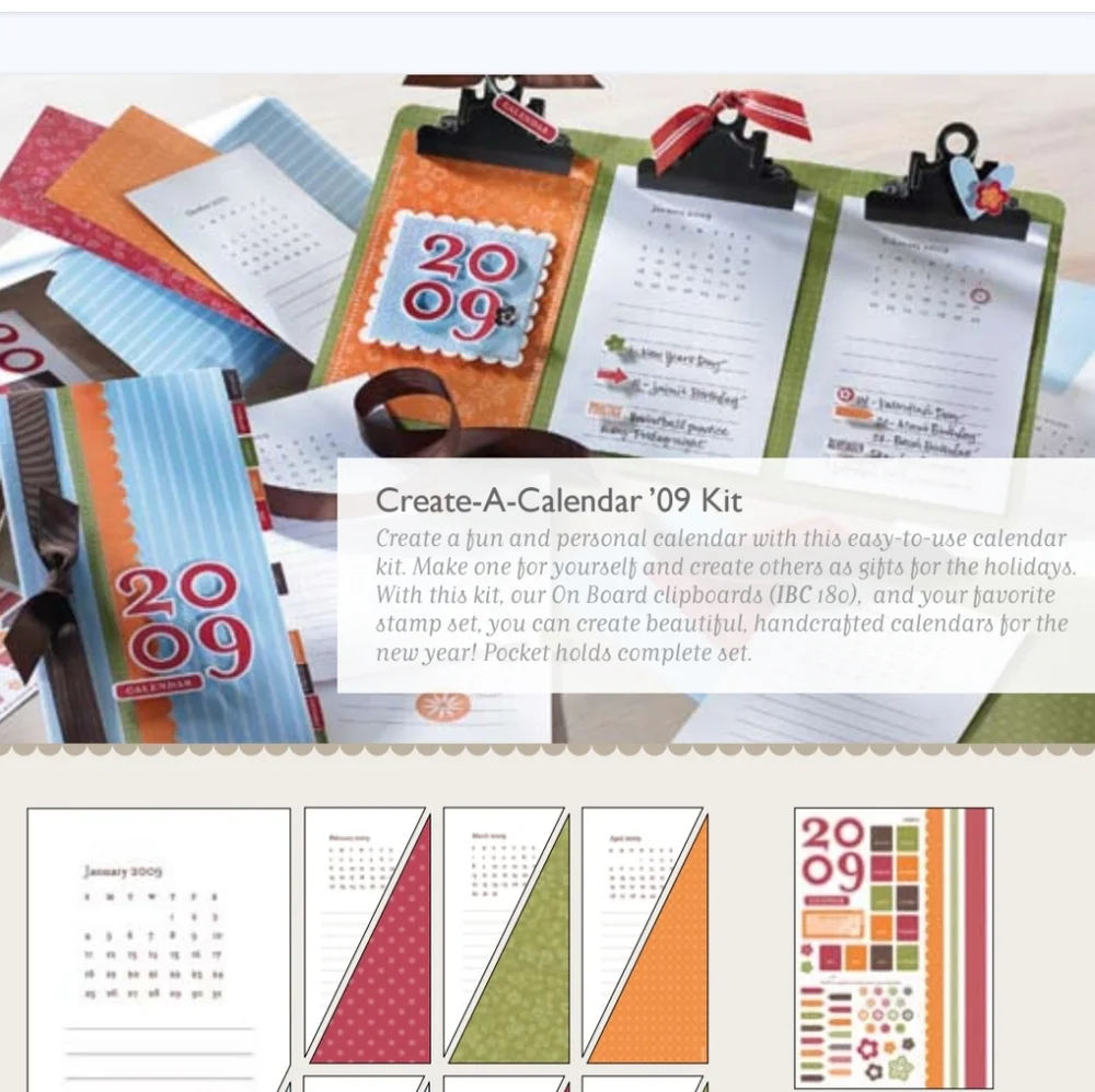 Stampin' Up! Create-A-Calendar Kit 09 113052 Blue Red Pumpkin Pie Chocolate Chip